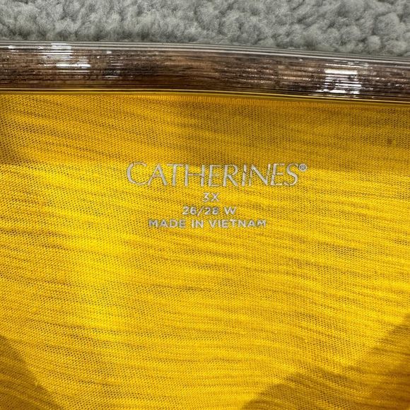 Catherines womens blouse 3X yellow cotton v neck embroidered 3/4 sleeve casual - Picture 2 of 10